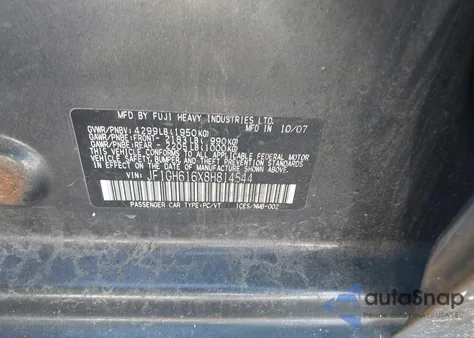 2008 Subaru Impreza 2.5I из США, поврежденный, VIN JF1GH616X8H814544